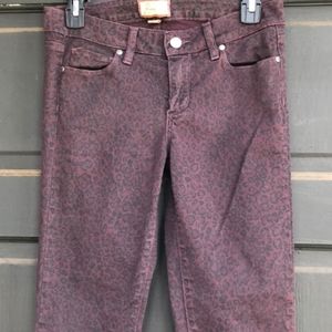 Paige Leopard Plum Peg Skinny Jeans